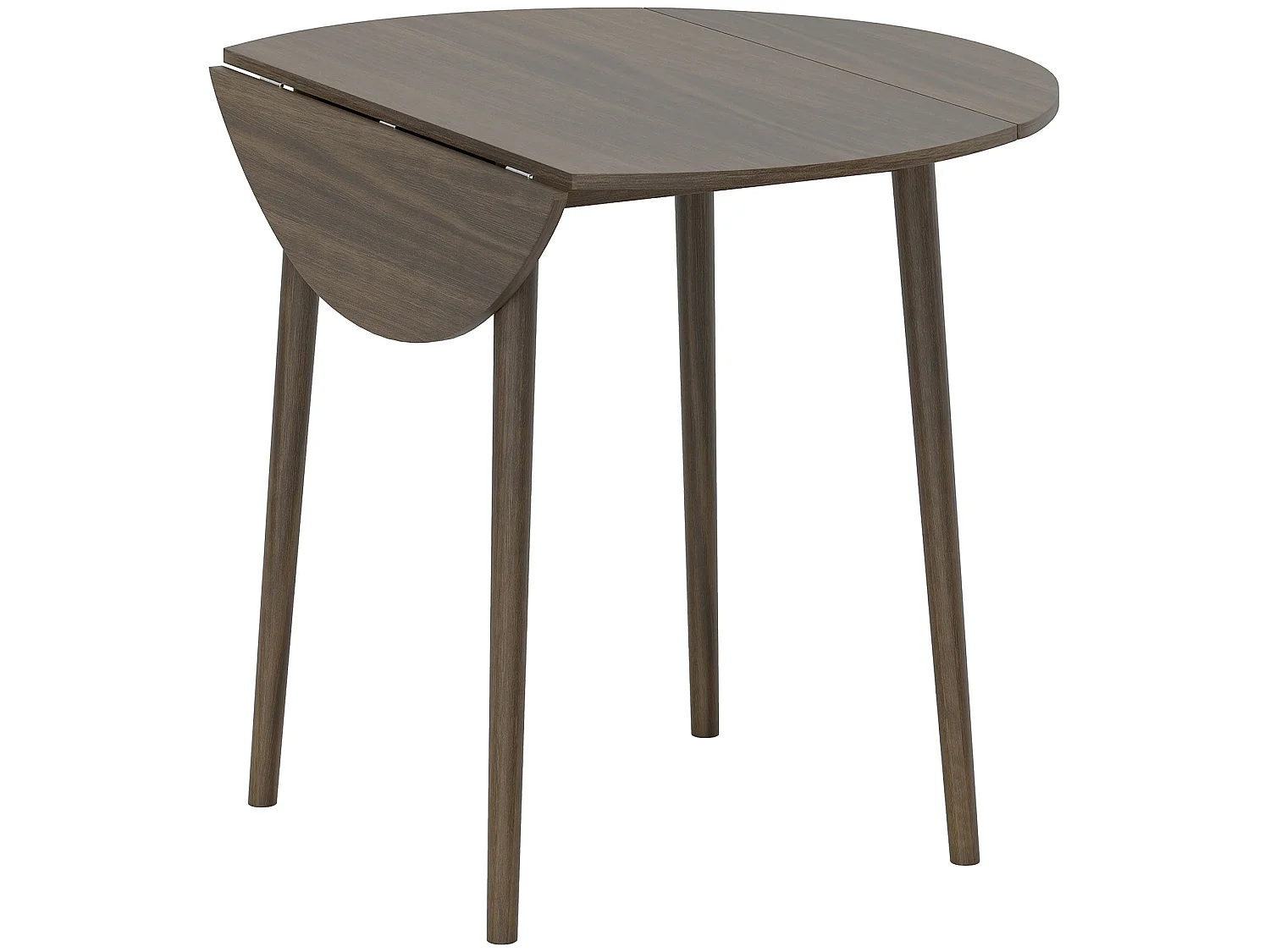 Harapa Grey Wood Grain Round Drop Leaf Dining Table Seating 4