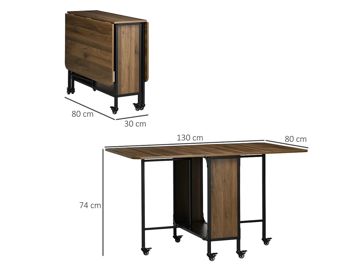 Suzito Drop Leaf Dining Table Brown and Black Seats 6