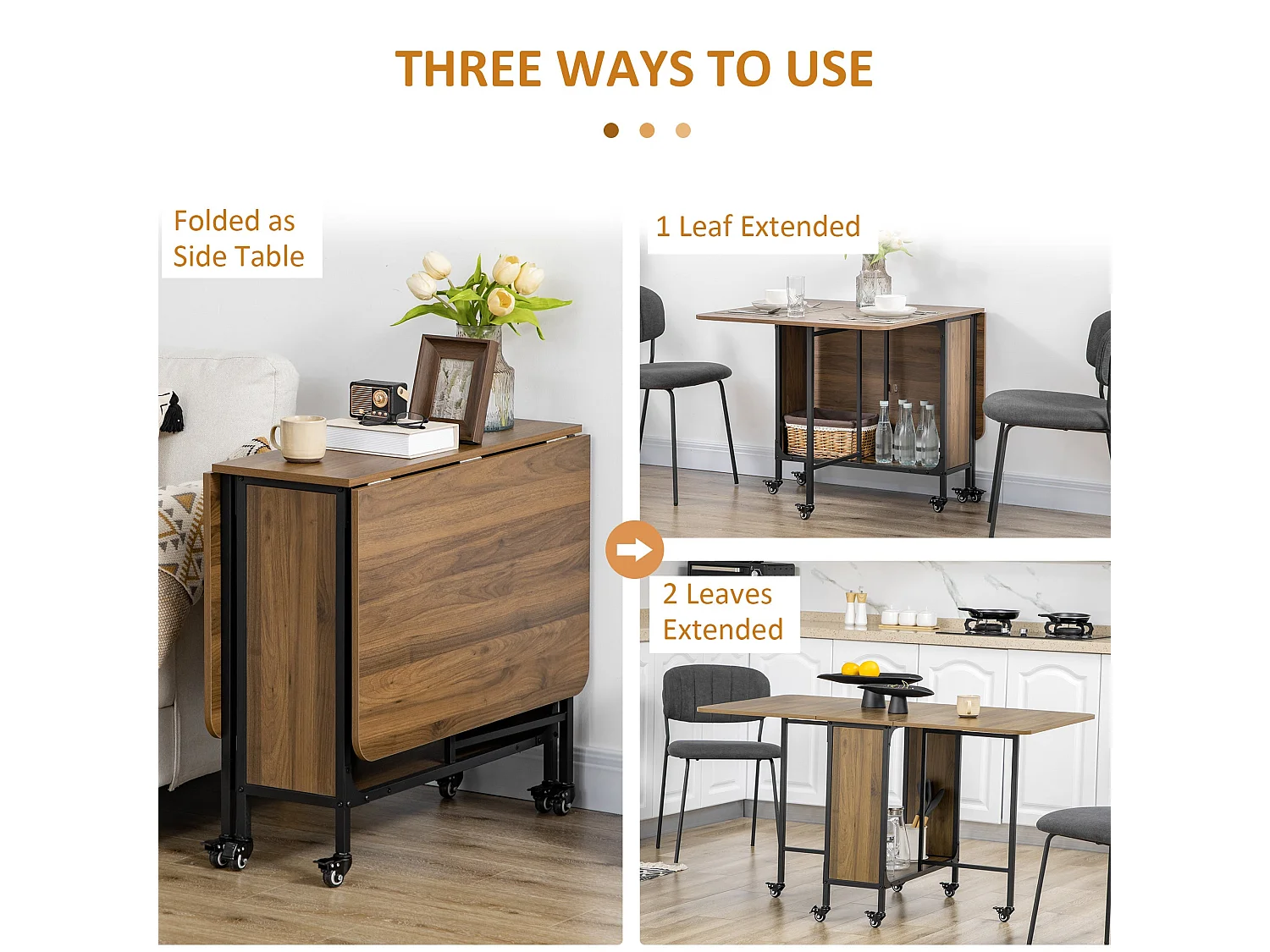 Suzito Drop Leaf Dining Table Brown and Black Seats 6