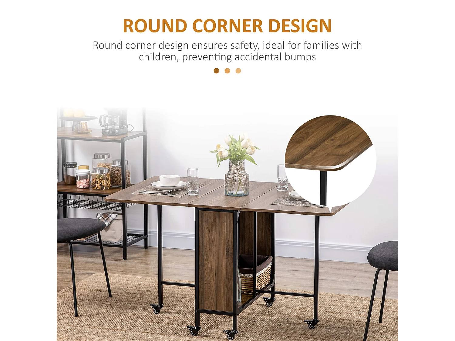 Suzito Drop Leaf Dining Table Brown and Black Seats 6