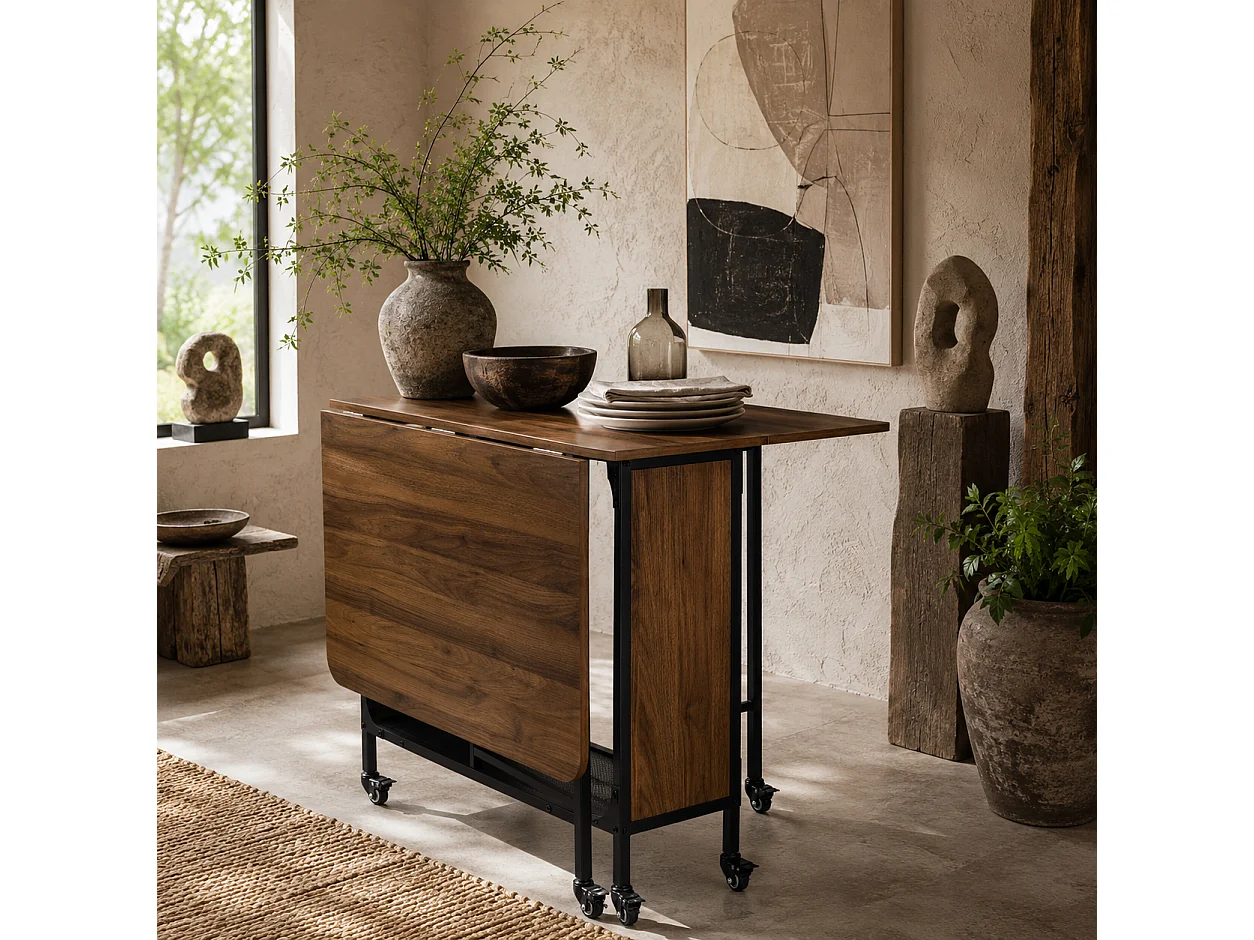 Suzito Drop Leaf Dining Table Brown and Black Seats 6