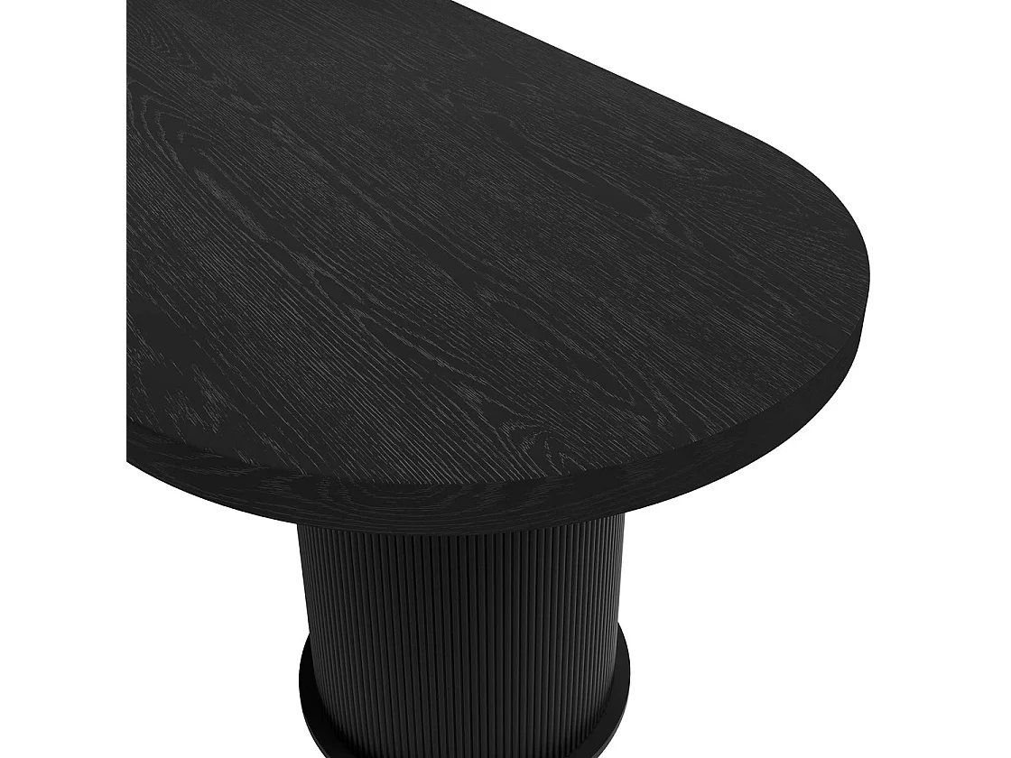 Kanturk Black Wooden Dining Table 220cm Rectangular Pedestal with Ribbed Base