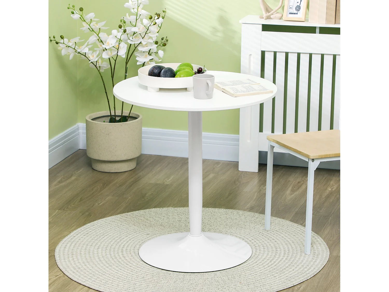 Dimi Minimal White Round Dining Table for 2 70cm