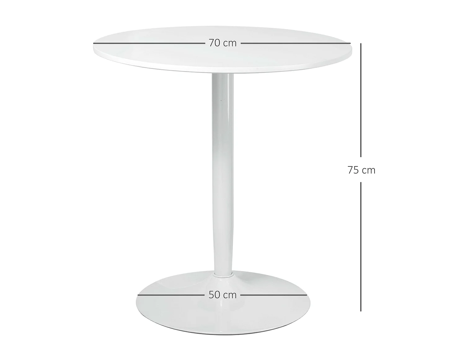 Dimi Minimal White Round Dining Table for 2 70cm