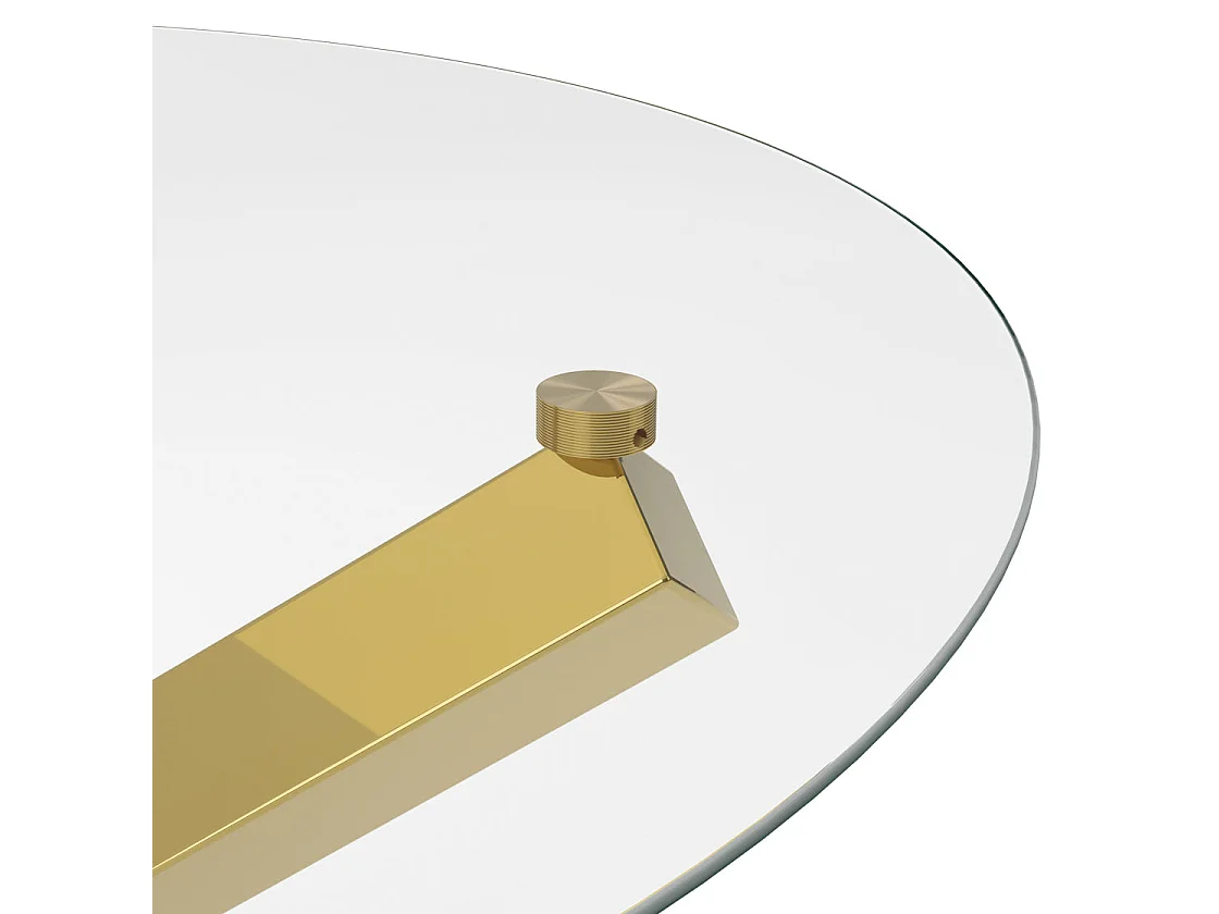 San Sebastian Round Dining Table 120cm Clear Glass Top and Polished Gold Metal Base 4 Seater