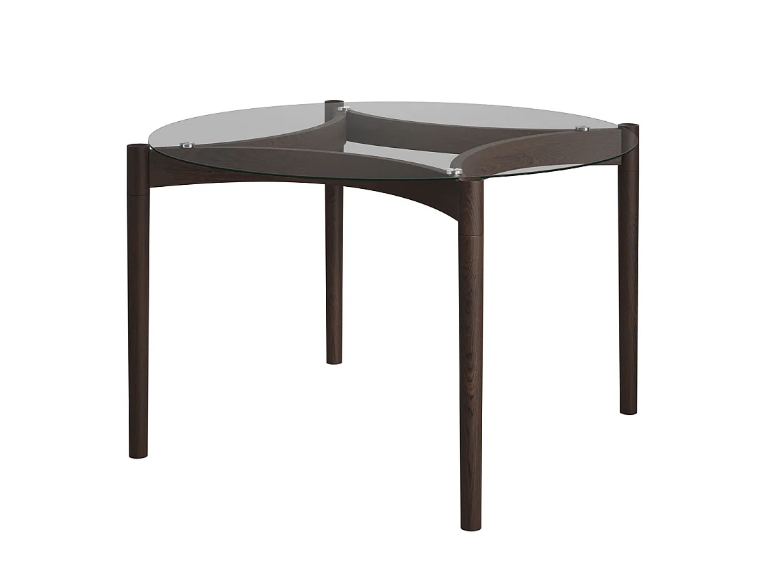 Edenderry Glass Top Dining Table 4 Seater Chocolate Matt Grain Base
