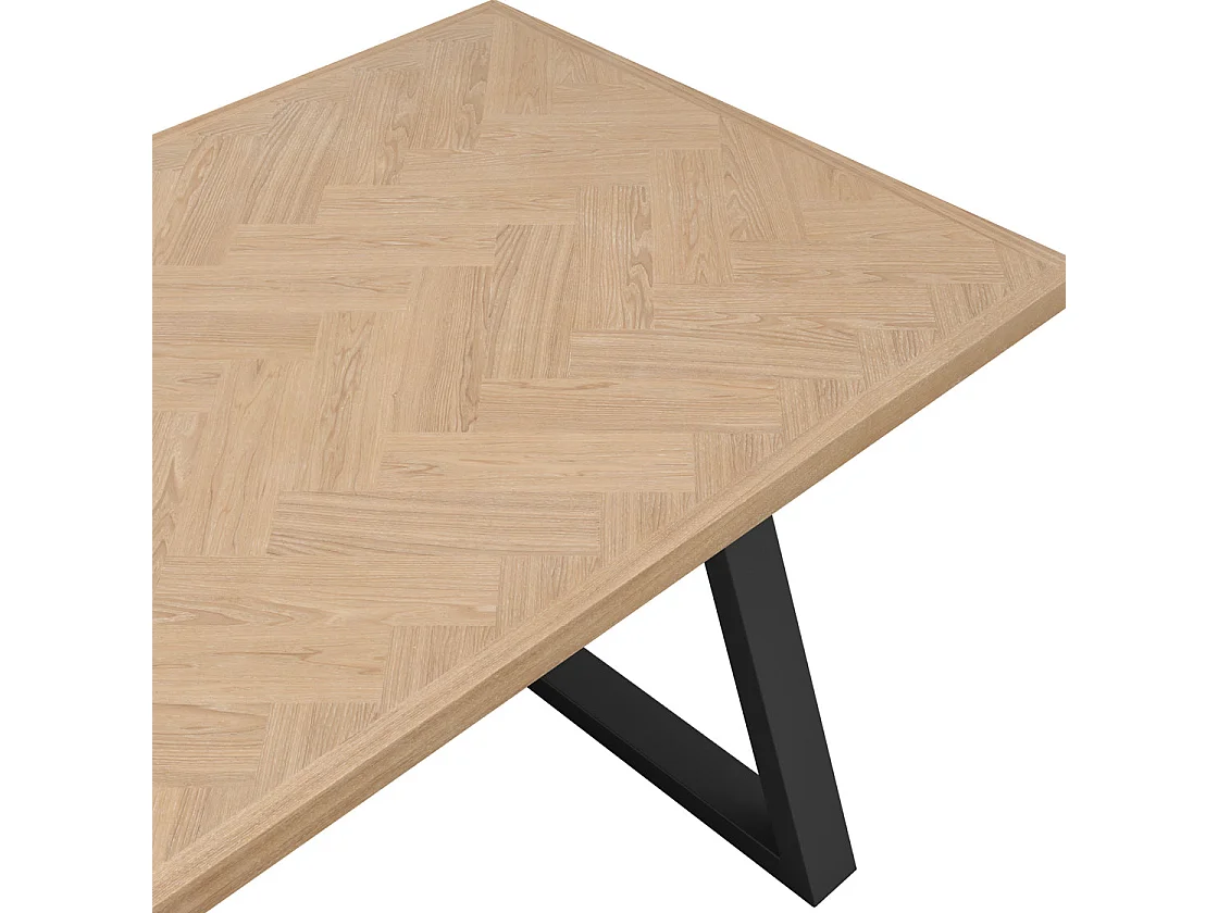 Balbriggan Rectangular Dining Table 180cm Natural Oak Veneer with Black Base