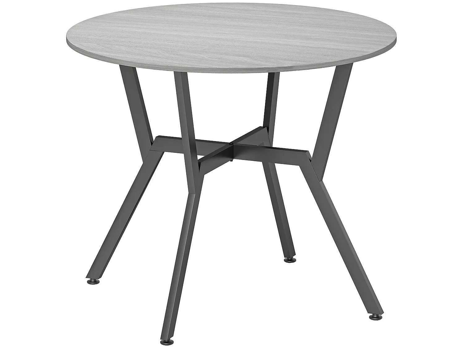 Donato Round Grey Dining Table 90cm Black Metal Legs Anti Slip Feet