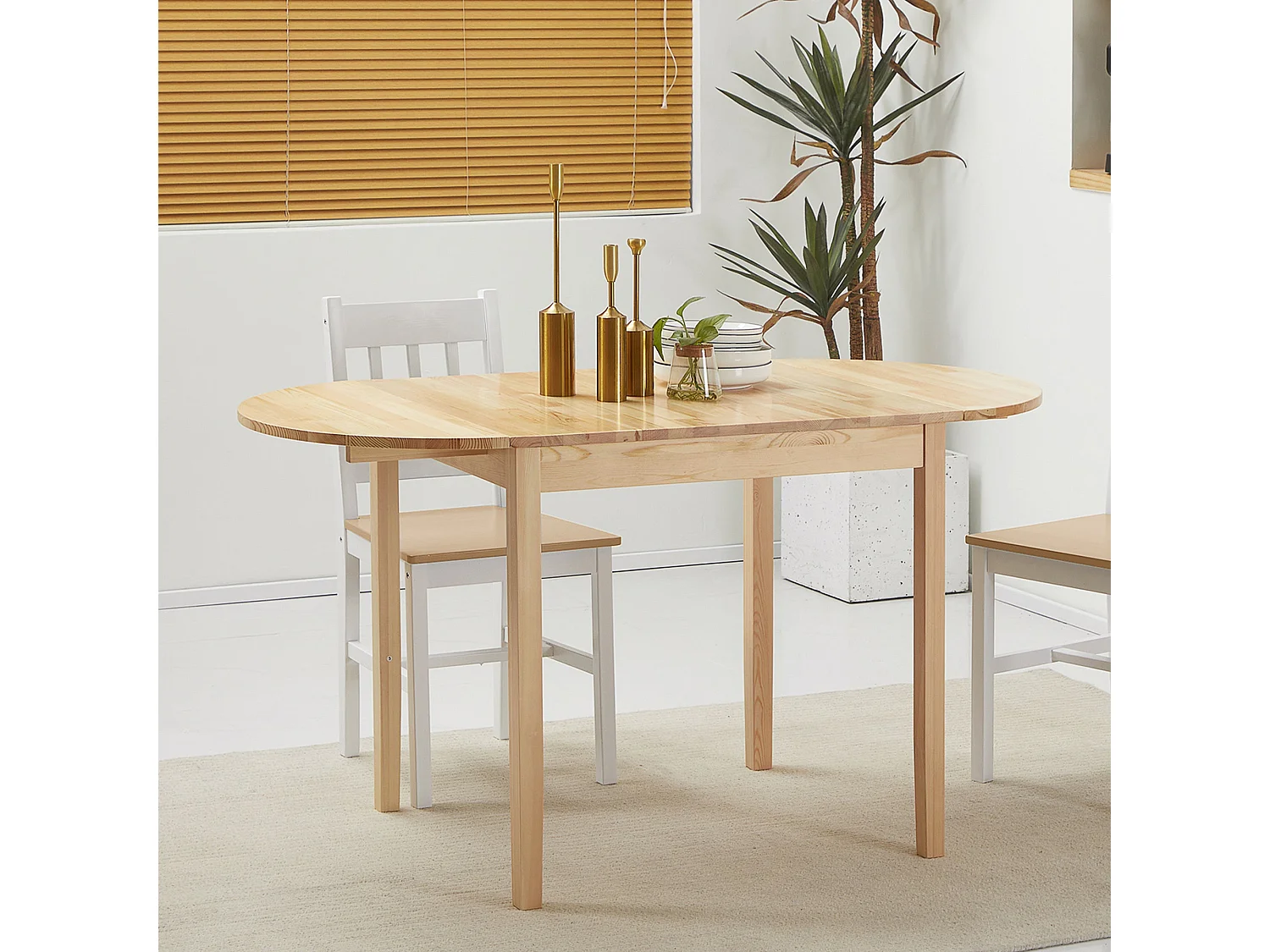 Fico Pine Drop Leaf Dining Table Natural Finish Seats 4 6