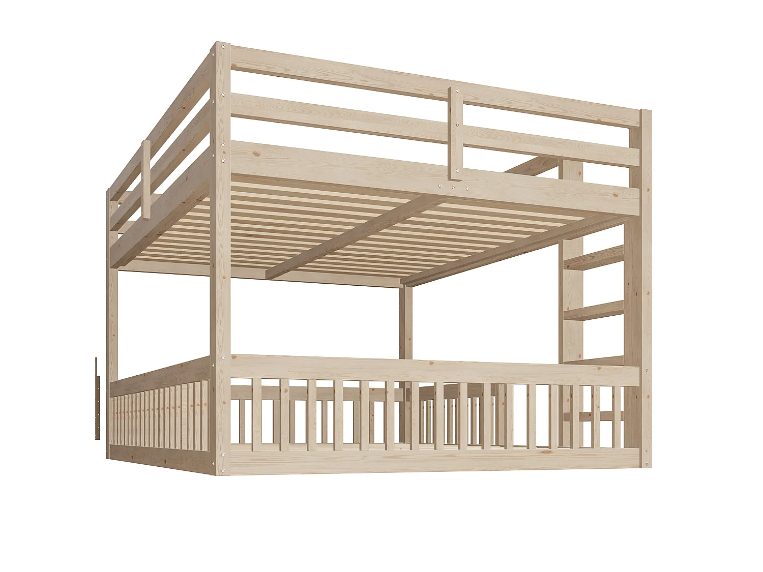 Bunk Bed 160 x 200 cm - with Safety Rails - with Slatted Base - Natural (Mattress Not Included)