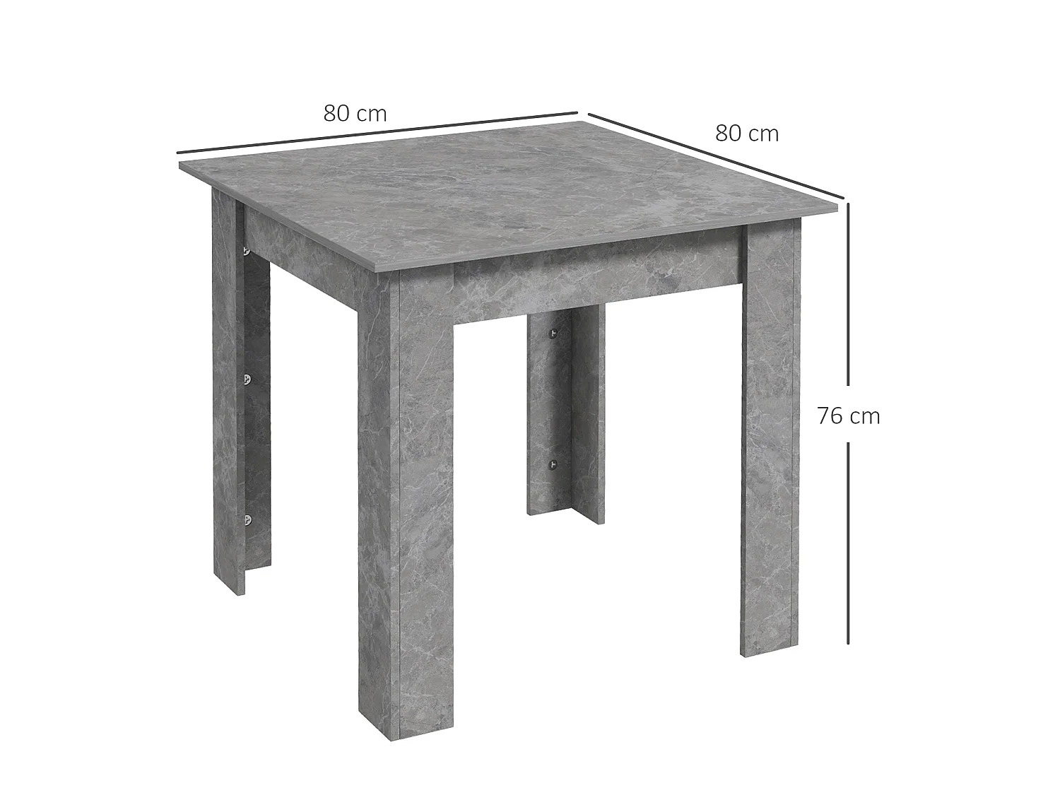 Kava Cement Grey Square Dining Table Faux Cement Finish Compact 80cm