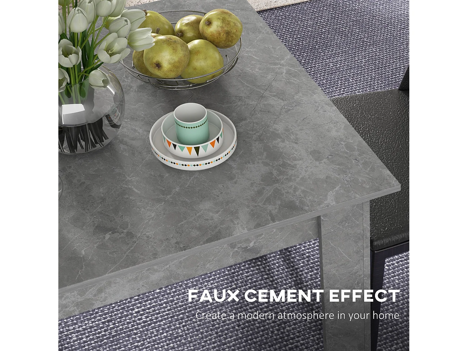 Kava Cement Grey Square Dining Table Faux Cement Finish Compact 80cm