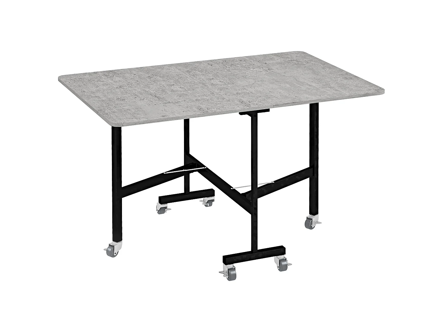 Grey Marble Effect Mobile Drop Leaf Dining Table with Locking Castors