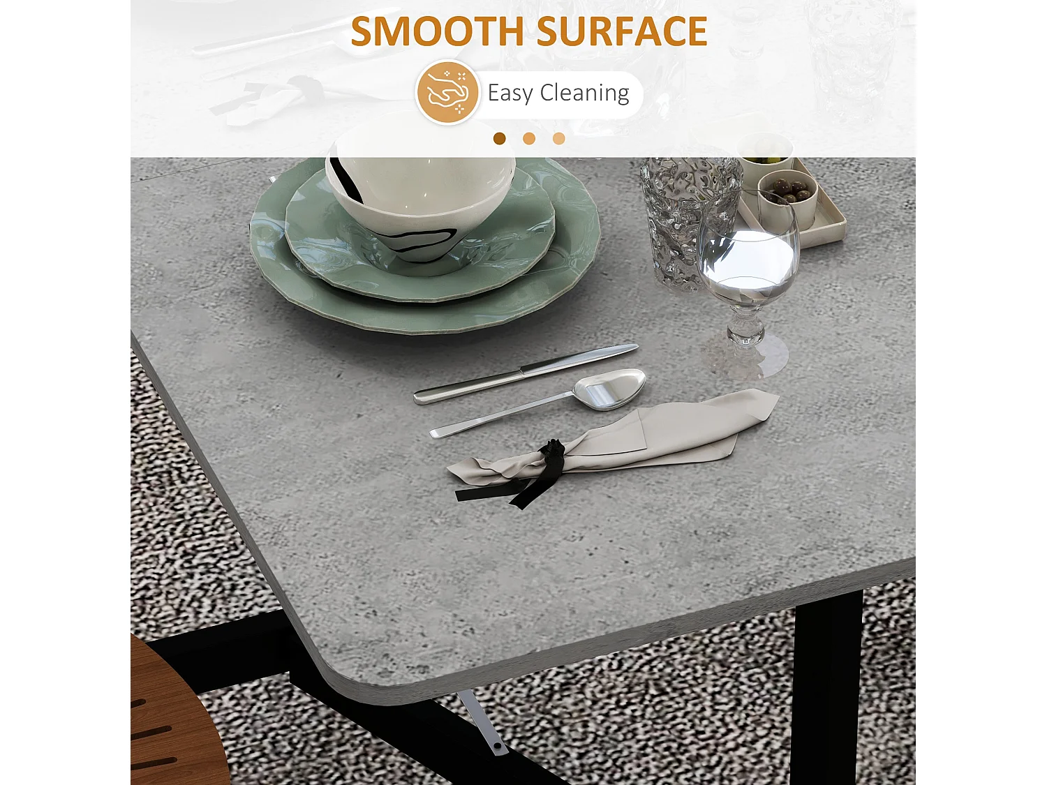 Grey Marble Effect Mobile Drop Leaf Dining Table with Locking Castors