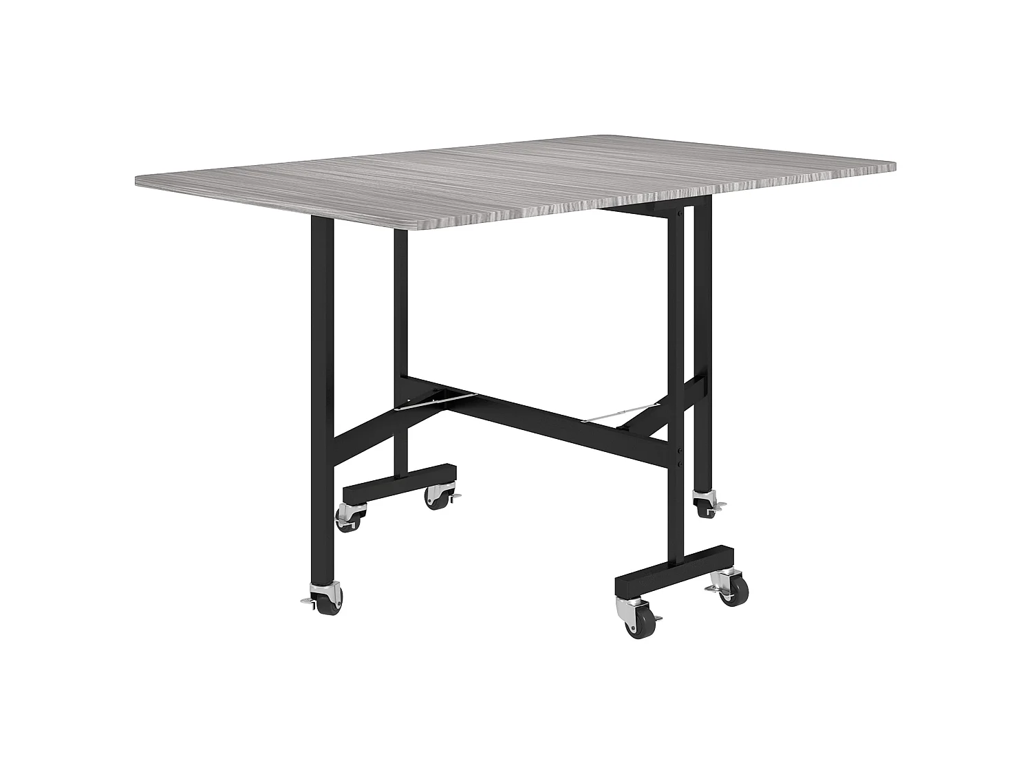Neseva Grey Wood Effect Drop Leaf Dining Table with Wheels Seats 6