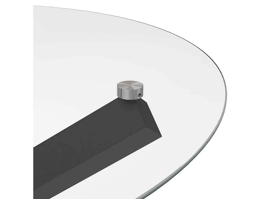 San Sebastian Round 120cm Clear Glass Dining Table Black Metal Frame 4 Seater