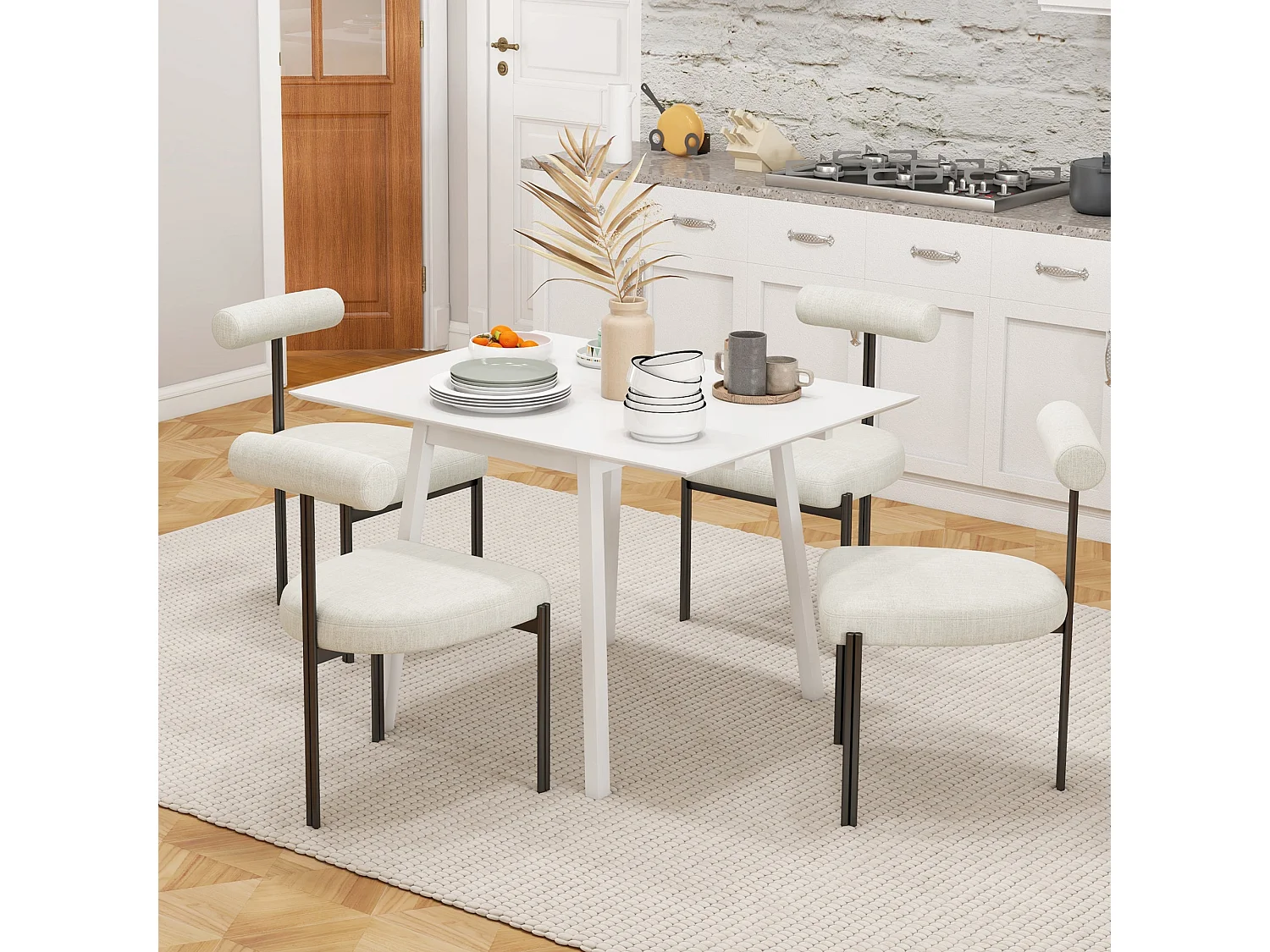 Hopato Solid Wood White Folding Drop Leaf Dining Table Seating 2–4
