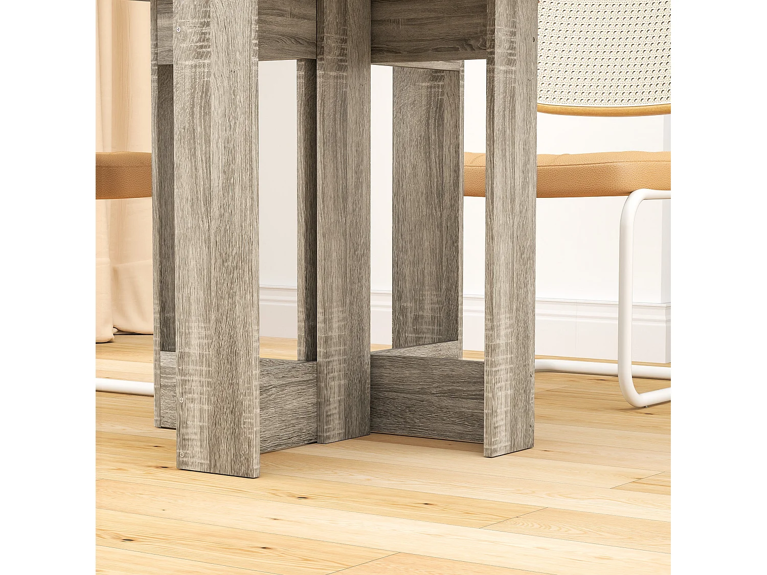Tase Grey Folding Drop Leaf Dining Table Space Saving Rectangular Extendable Table