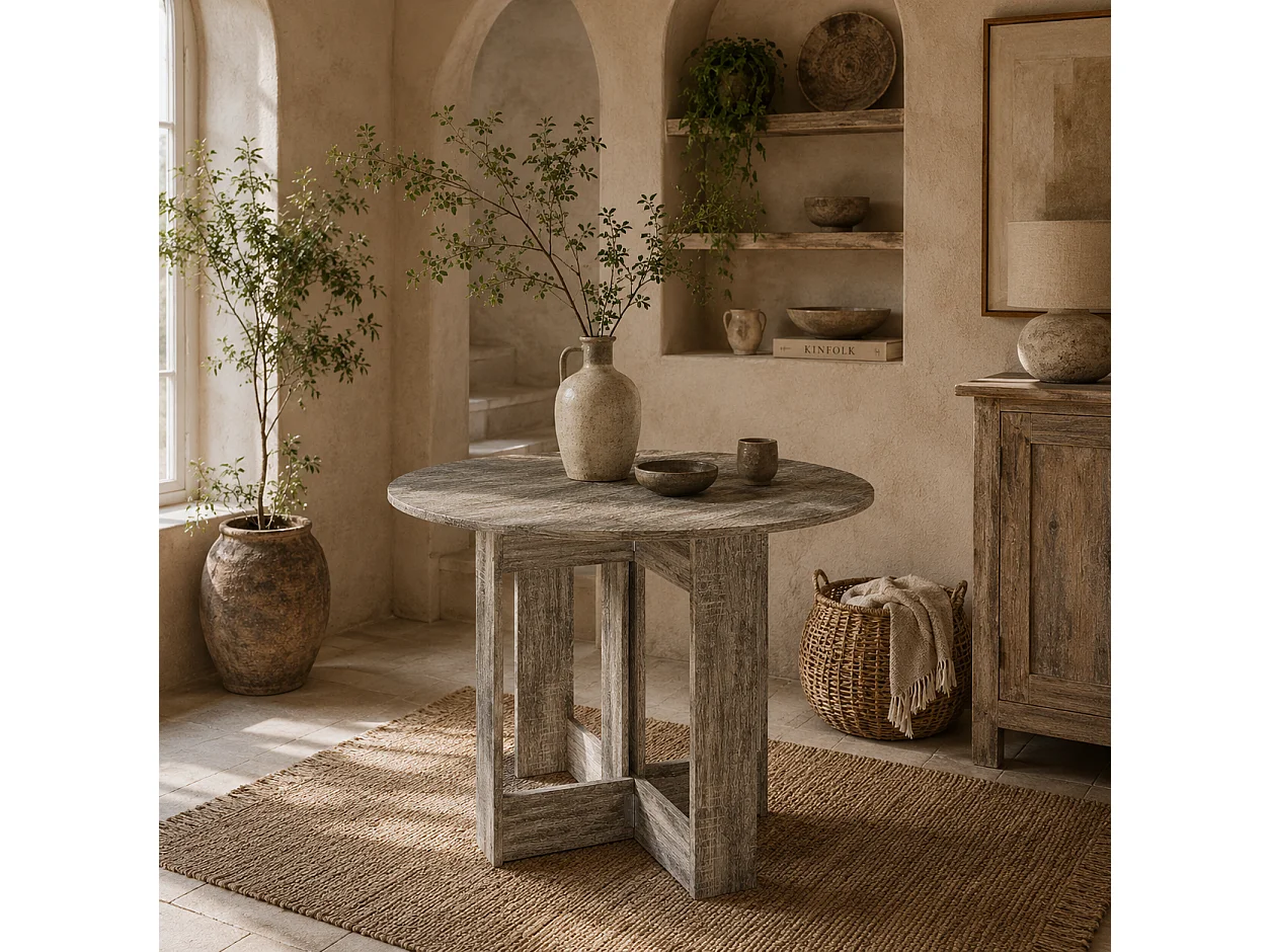 Tase Grey Folding Drop Leaf Dining Table Space Saving Rectangular Extendable Table