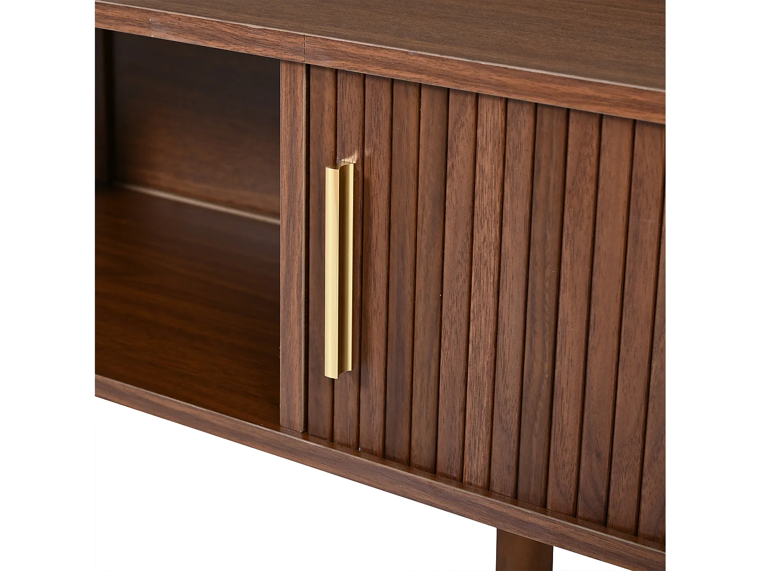 Couchtisch 110x55x45 cm - Beistelltisch - mit Schiebetür und offenen Ablagefächern - MDF - braun