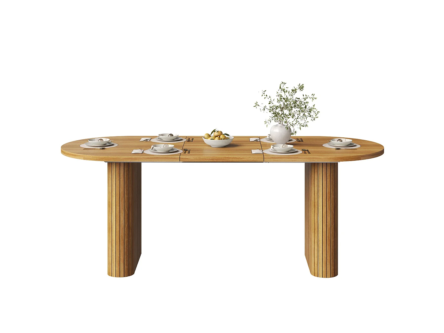 Table à Manger Extensible 120-160x80cm - table à manger ovale en bois - bureau épaissi - MDF + métal - Marron