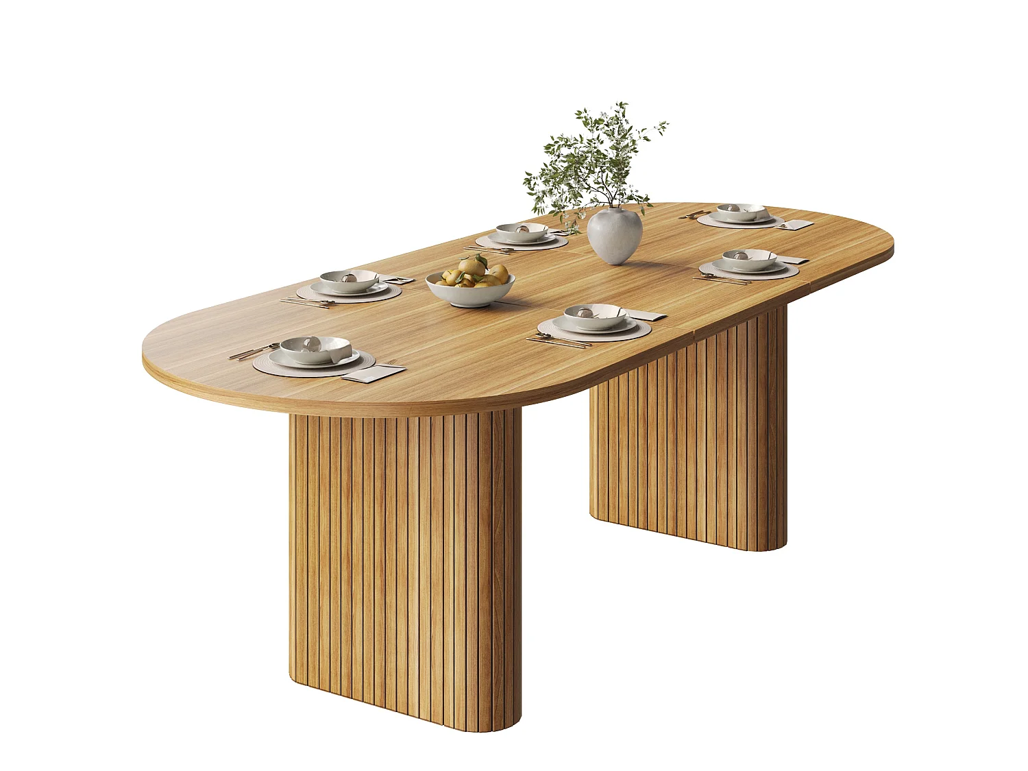 Table à Manger Extensible 120-160x80cm - table à manger ovale en bois - bureau épaissi - MDF + métal - Marron
