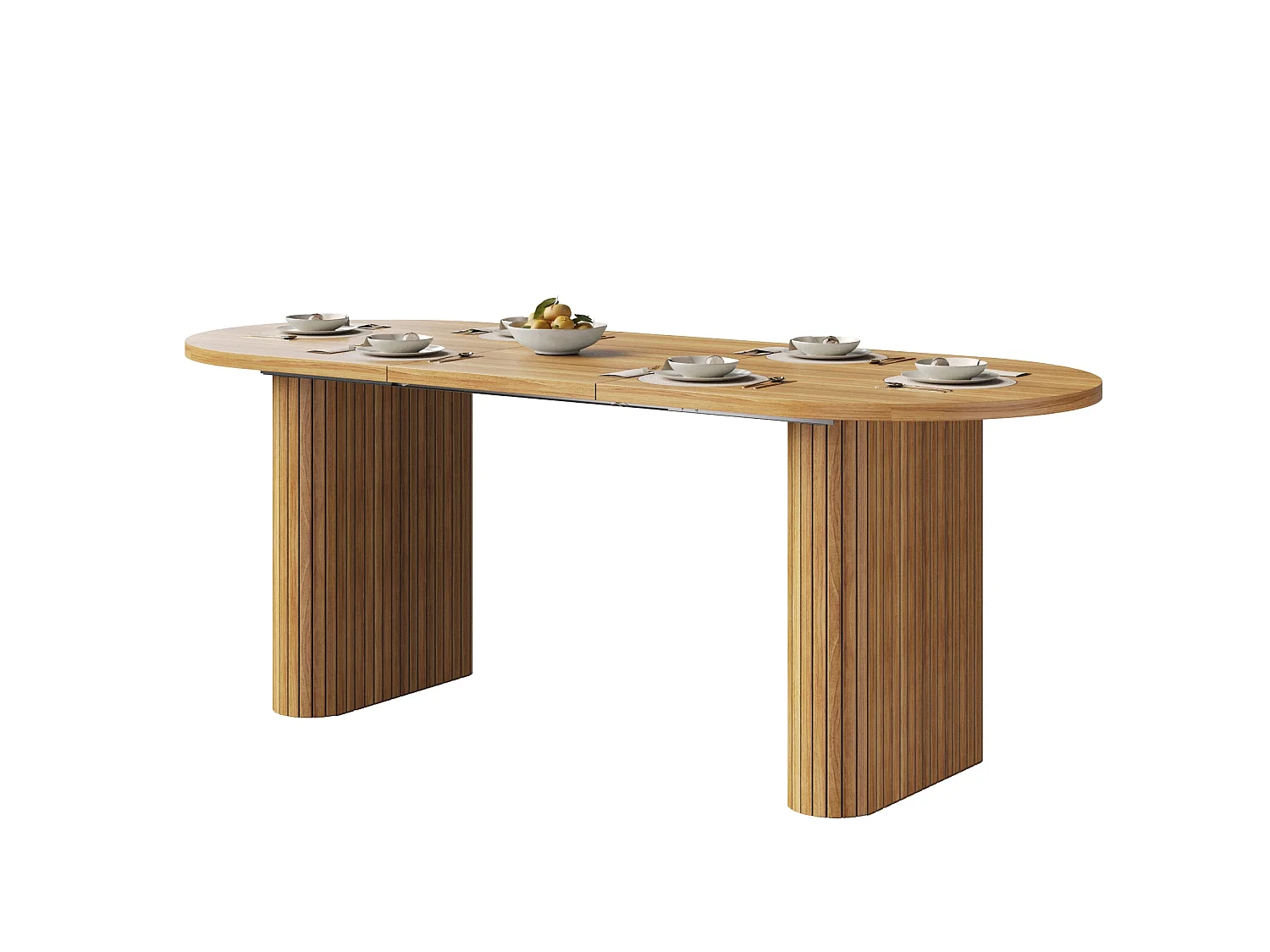 Table à Manger Extensible 120-160x80cm - table à manger ovale en bois - bureau épaissi - MDF + métal - Marron
