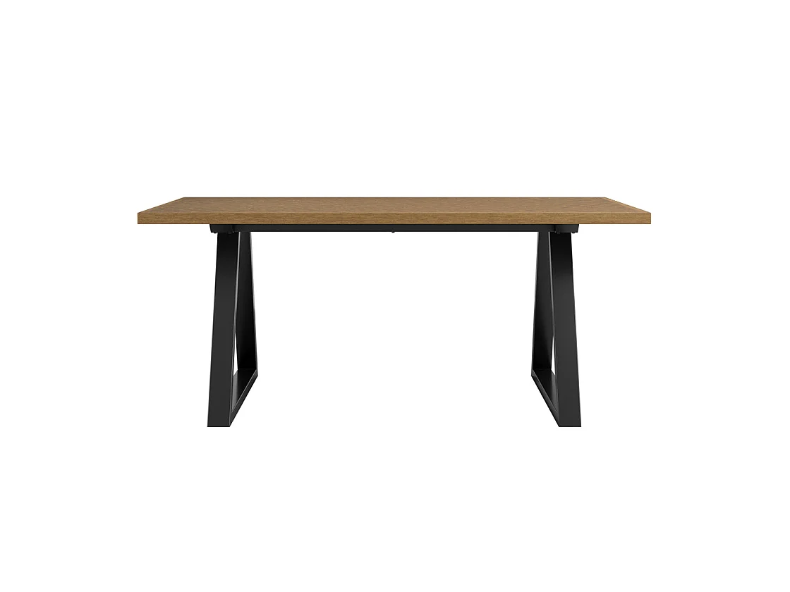 Balbriggan Dining Table Dark Brown Herringbone Top Black Metal Legs