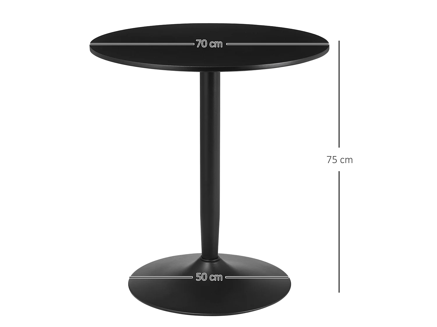 Reveva 70cm Black Metal Round Dining Table for 2 Minimal Modern Design