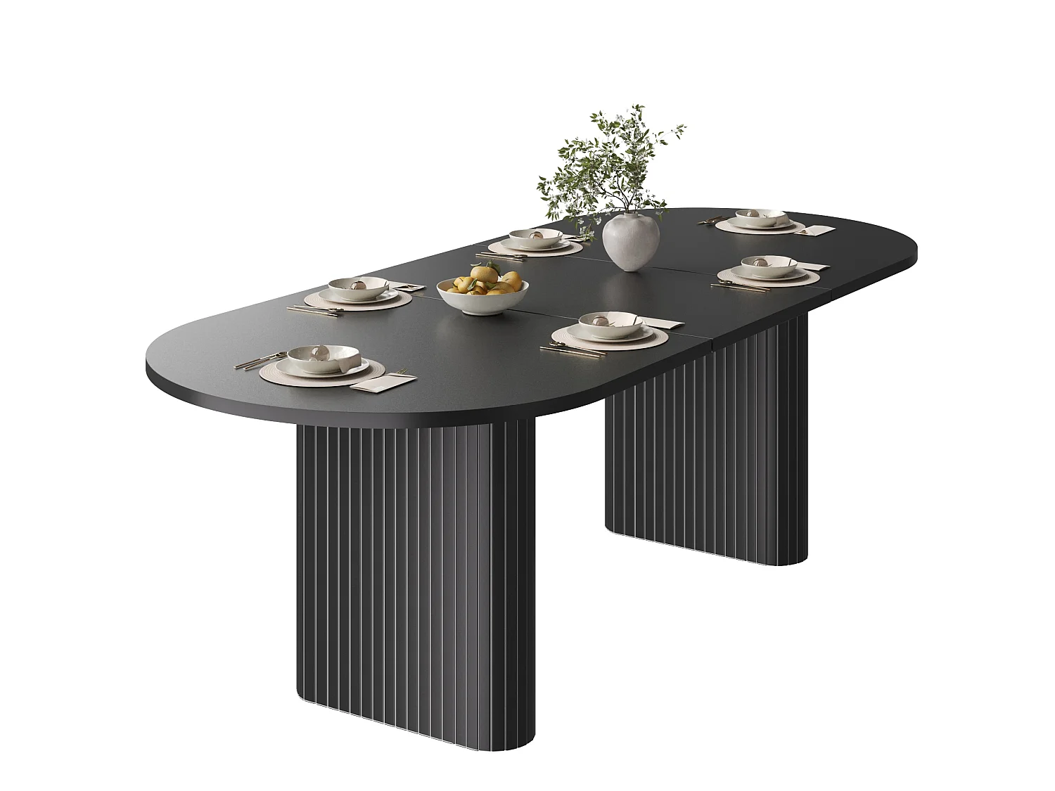 Table à Manger Extensible 120-160x80cm - table à manger ovale en bois - bureau épaissi - MDF + métal - Noir