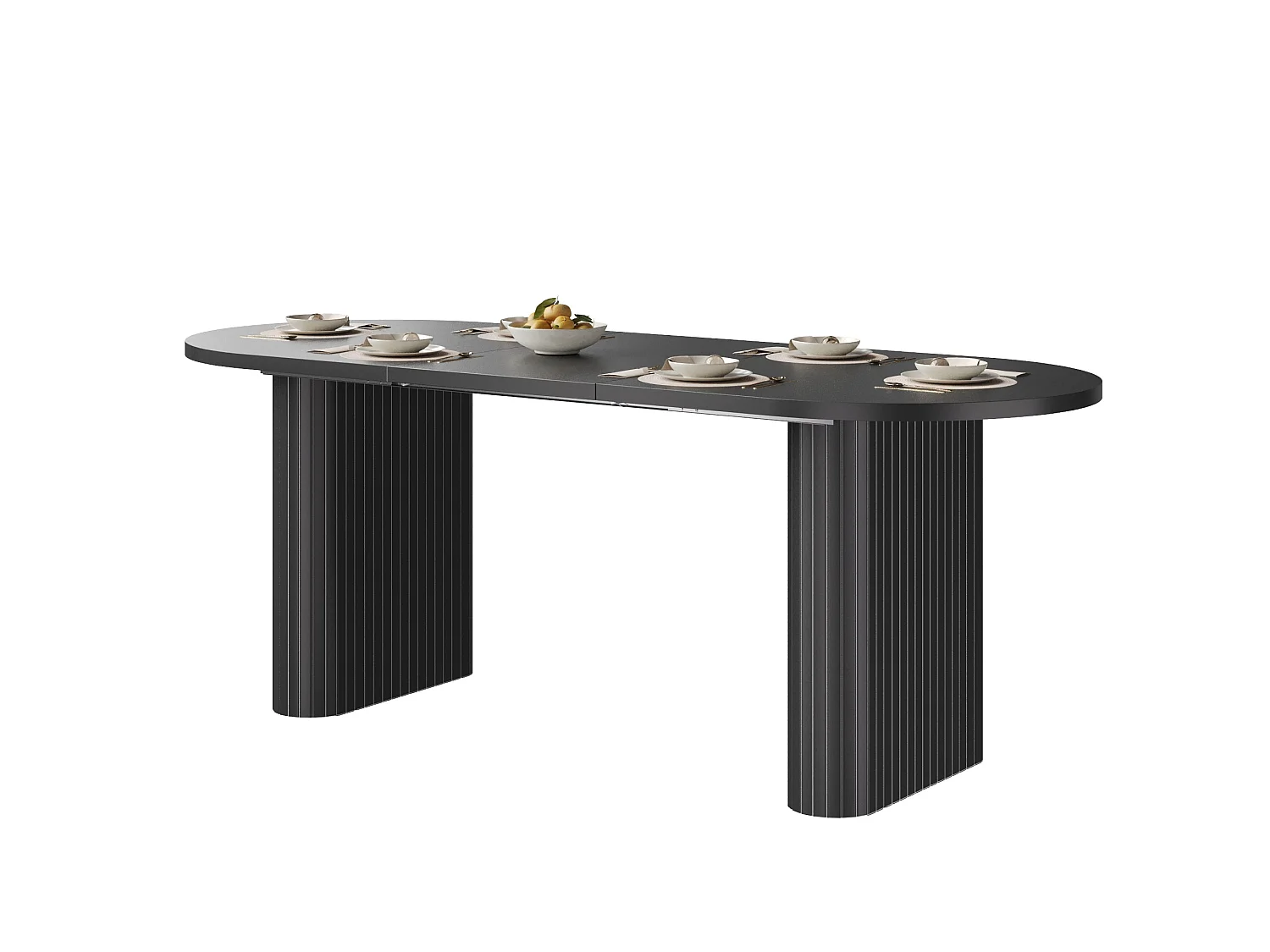 Table à Manger Extensible 120-160x80cm - table à manger ovale en bois - bureau épaissi - MDF + métal - Noir
