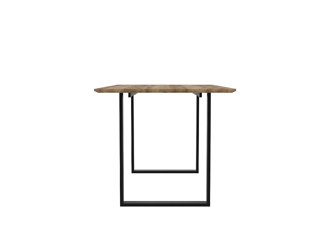 Sazzuma Rectangular Dining Table Wood Effect Top Black U Shaped Metal Legs