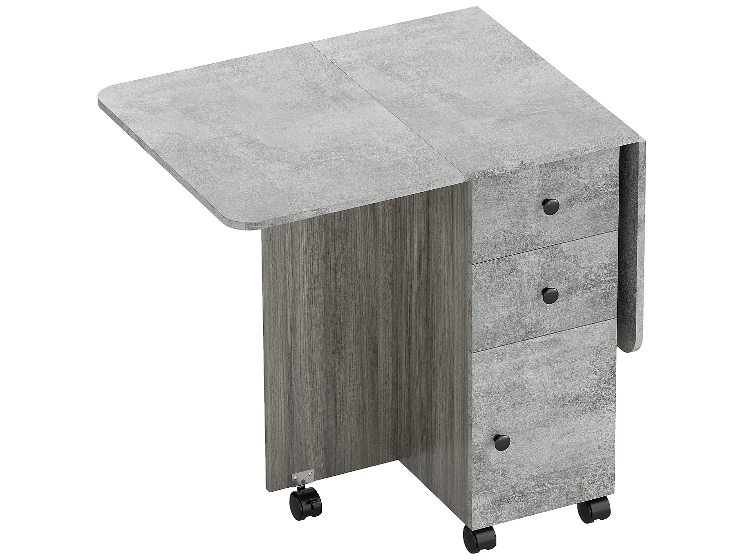 Dorette Mixed Grey Drop Leaf Dining Table with Storage Seats 4 6