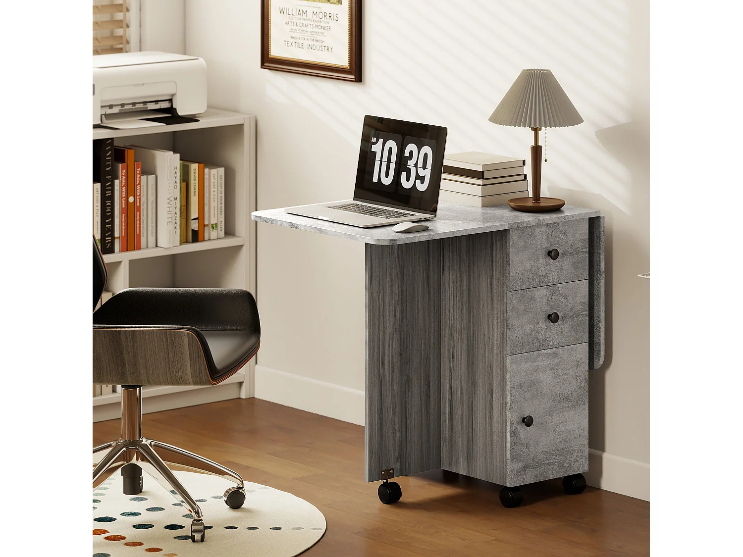 Dorette Mixed Grey Drop Leaf Dining Table with Storage Seats 4 6