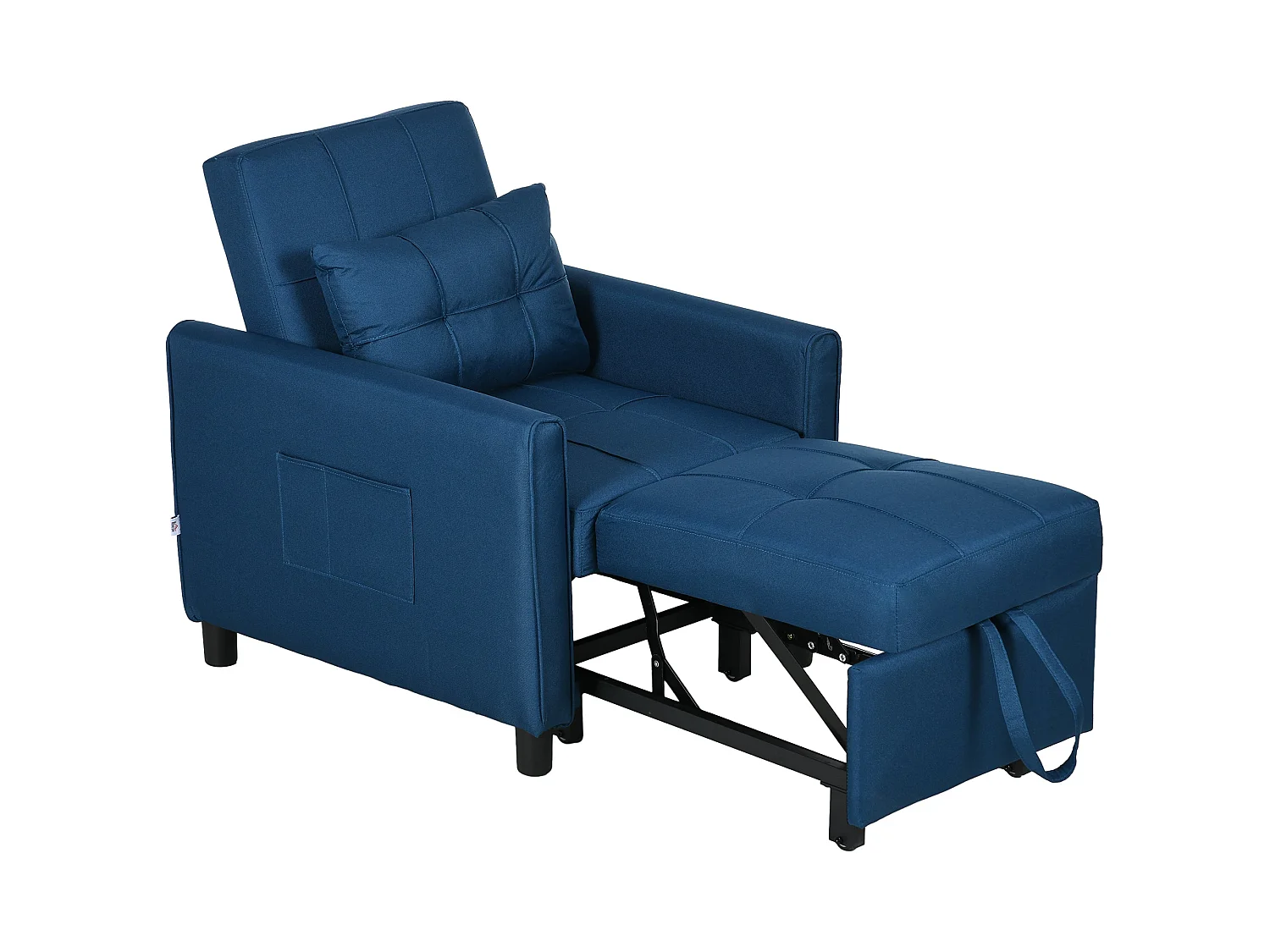 Haso Linen Look Dark Blue Single Sleeper Chair 3 Level Adjustable Backrest
