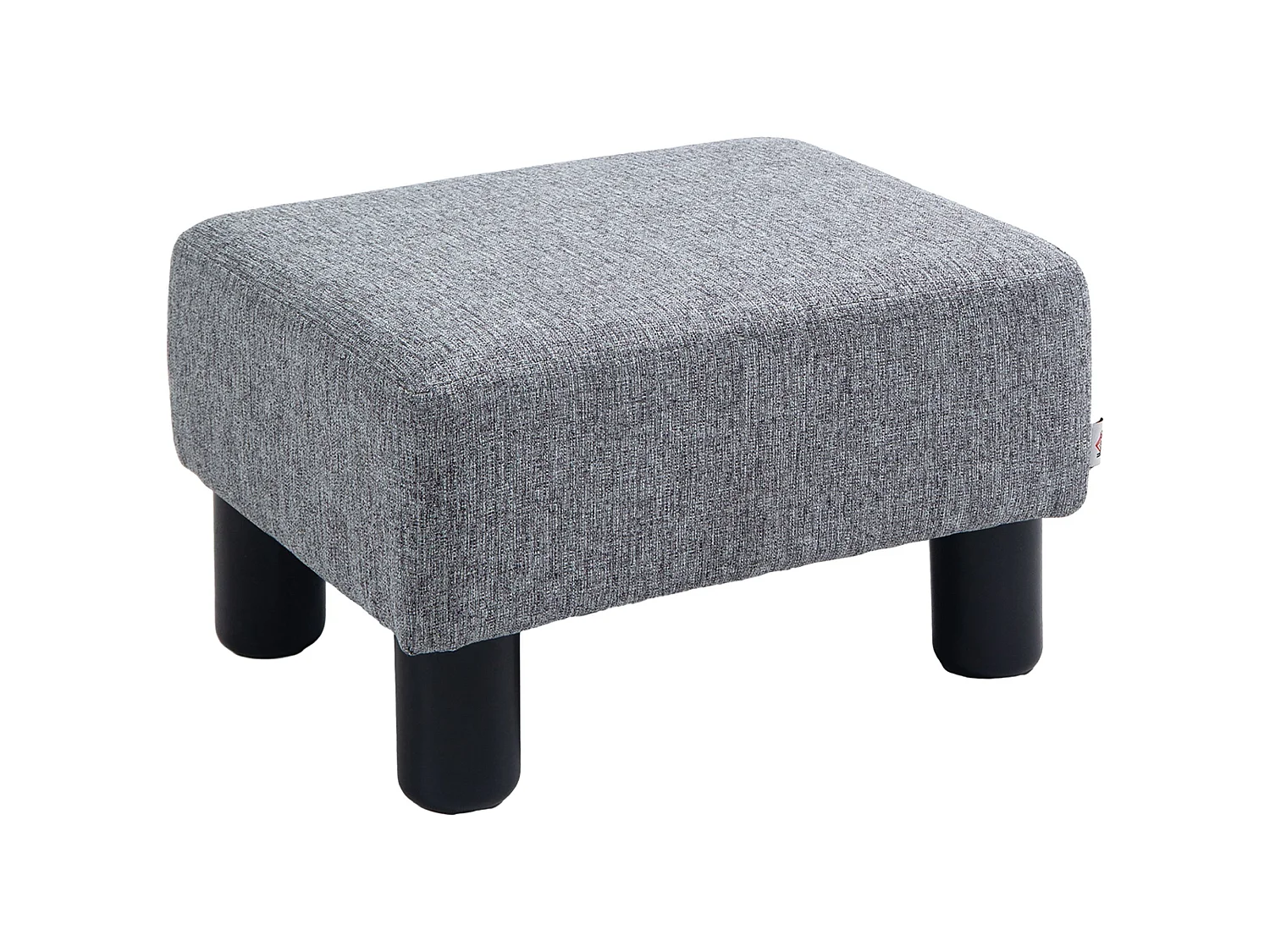 Nekael Linen Look Grey Footstool Compact Cube with 4 Plastic Feet