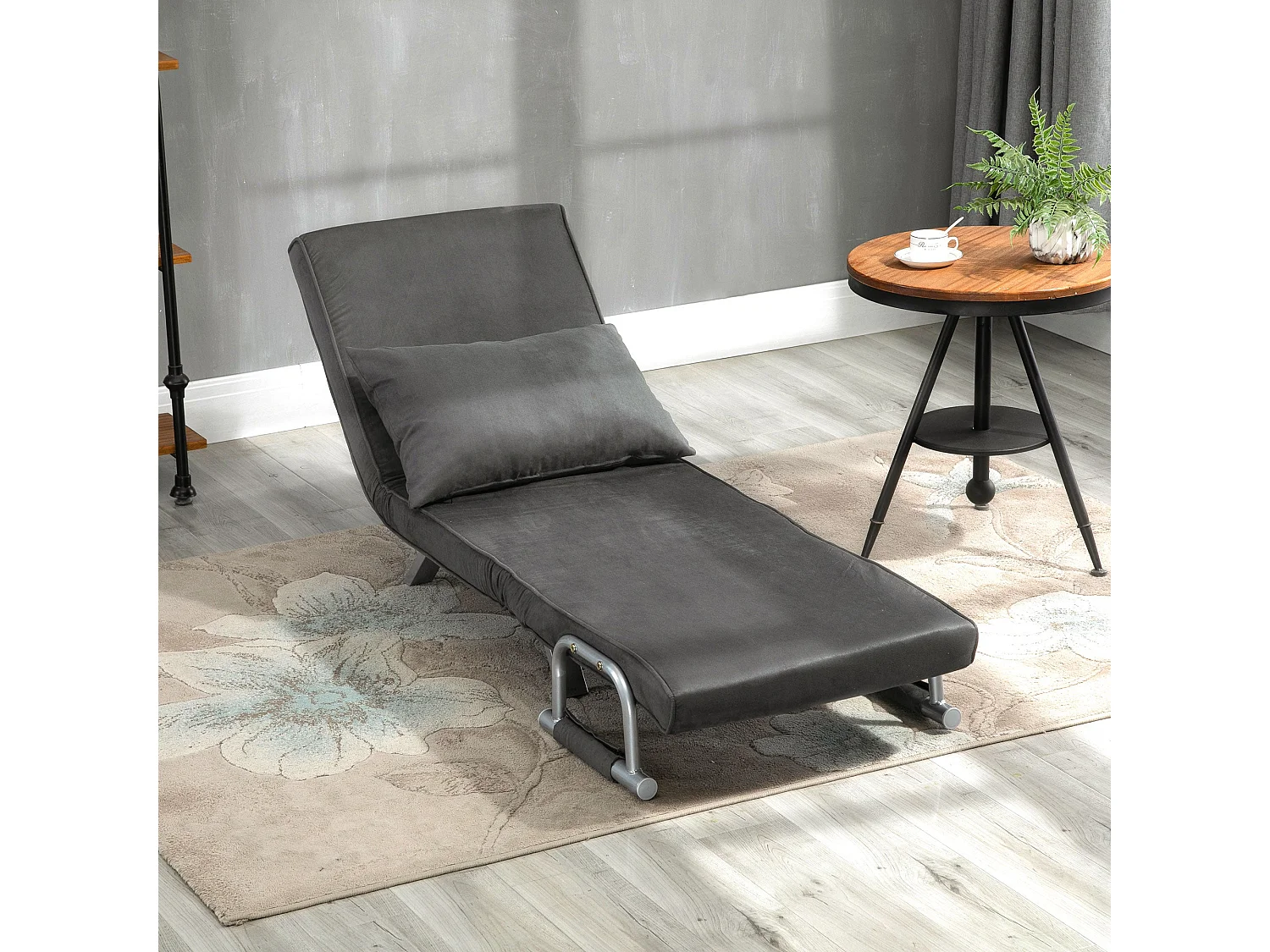 Moba Grey Faux Suede 4 in 1 Convertible Chair Bed