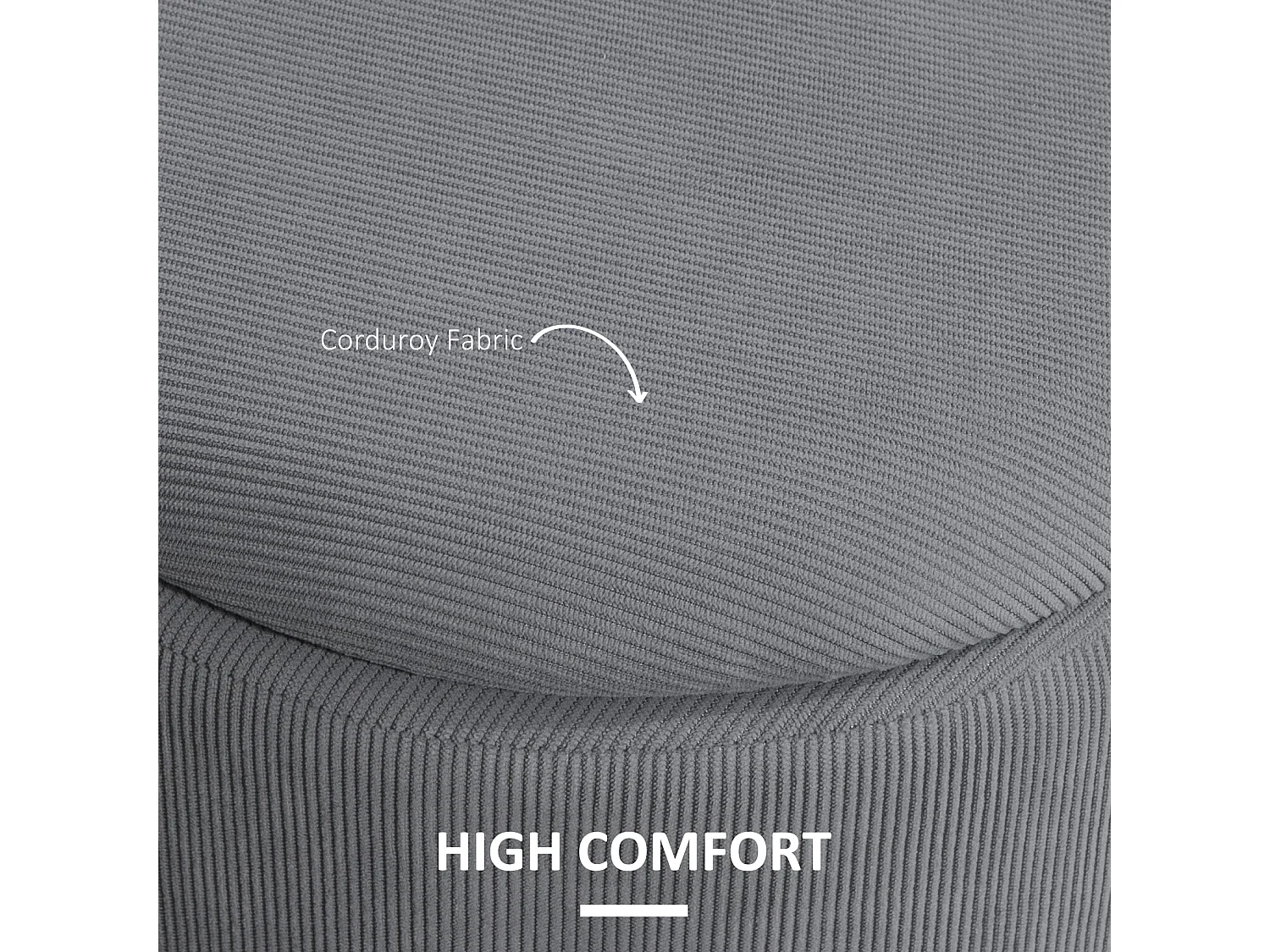 Seleco Set of 2 Round Corduroy Grey Storage Ottomans