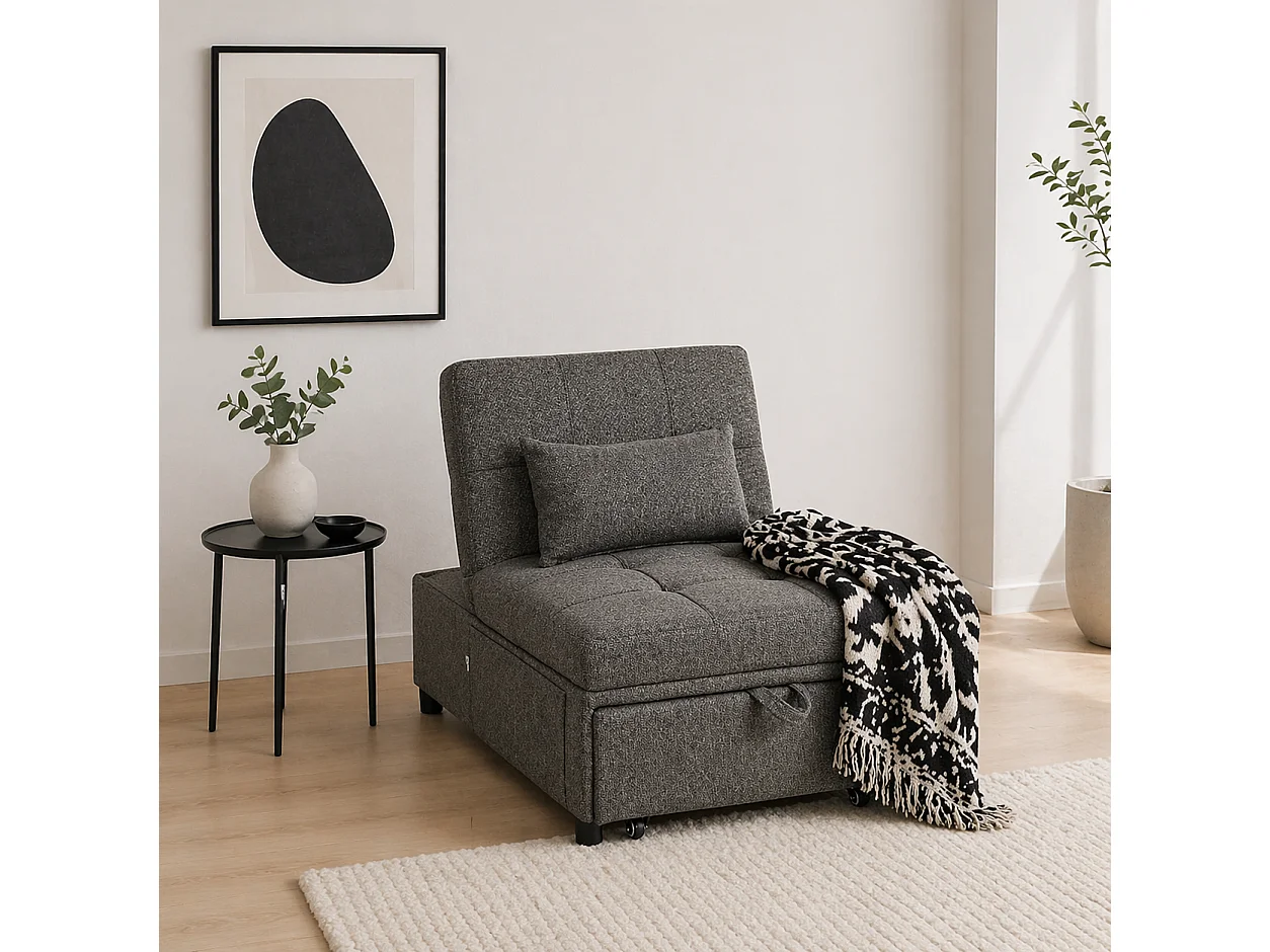 Lulusa Kela 4 in 1 Convertible Single Sleeper Chair Dark Grey
