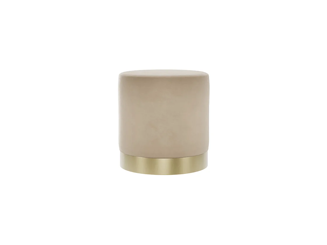 Kalua Small Beige Velvet Stool Brushed Gold Base