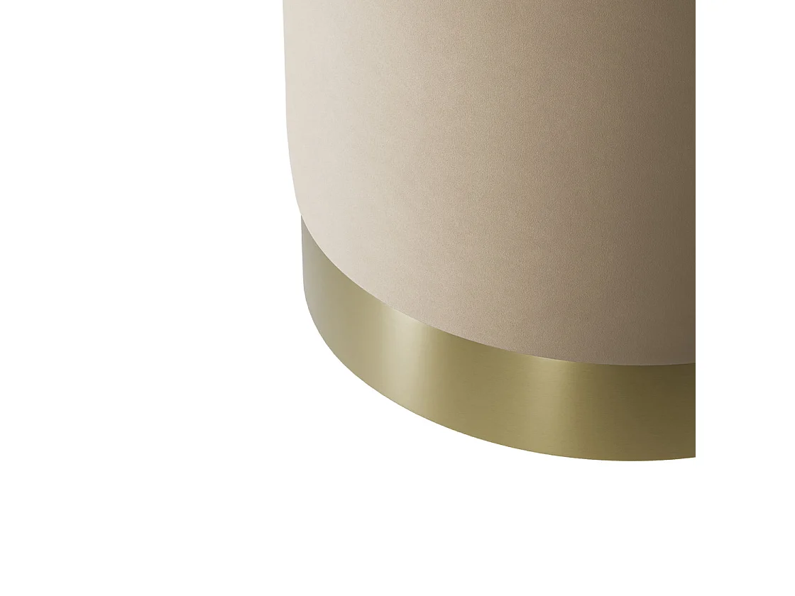 Kalua Small Beige Velvet Stool Brushed Gold Base