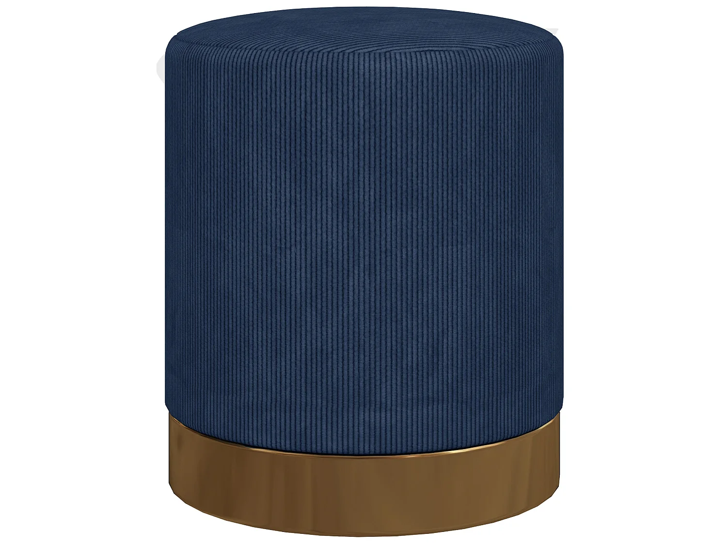 Tamo Bala Corduroy Footstool Dark Blue Padded Seat with Gold Accent