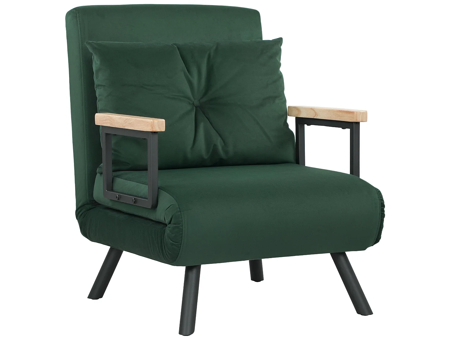 Zifayo Velvet Green 4 in 1 Convertible Single Chair Bed with Cushion