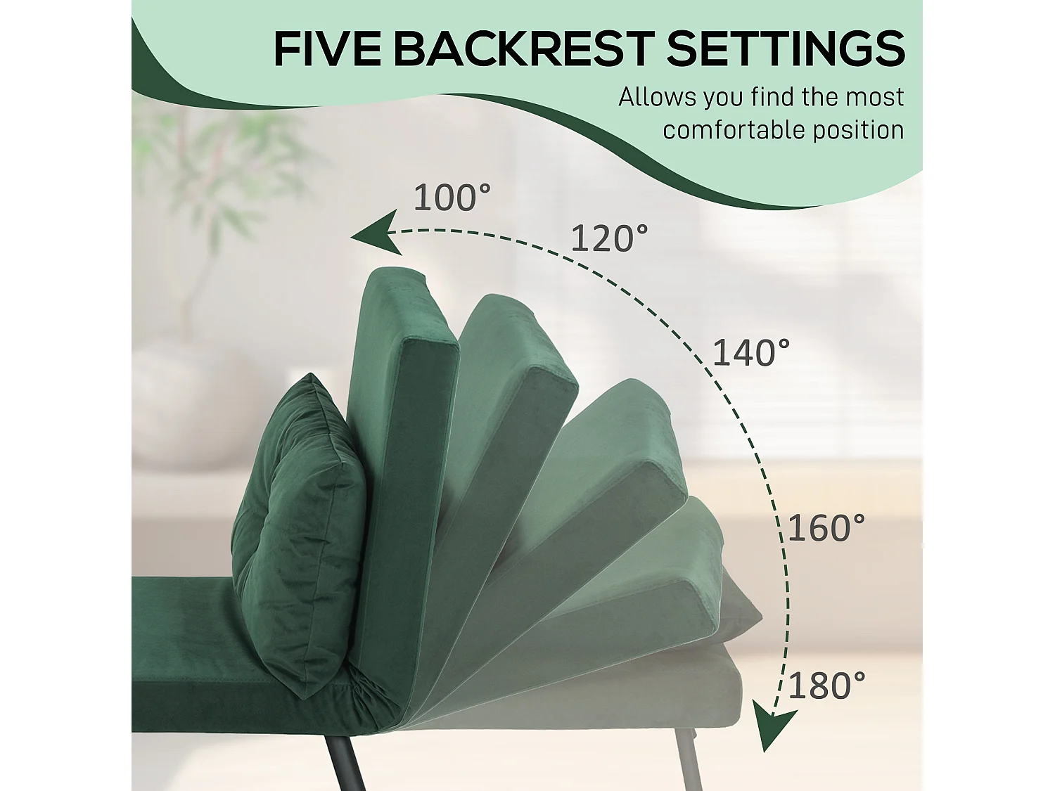 Zifayo Velvet Green 4 in 1 Convertible Single Chair Bed with Cushion