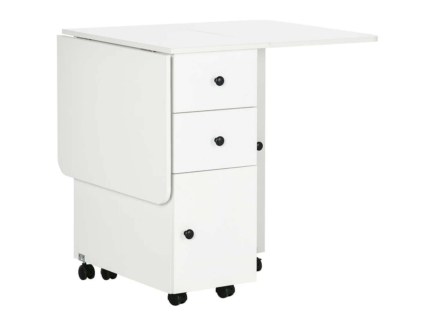 Zibsa White Drop Leaf Dining Table with Storage for 4 6