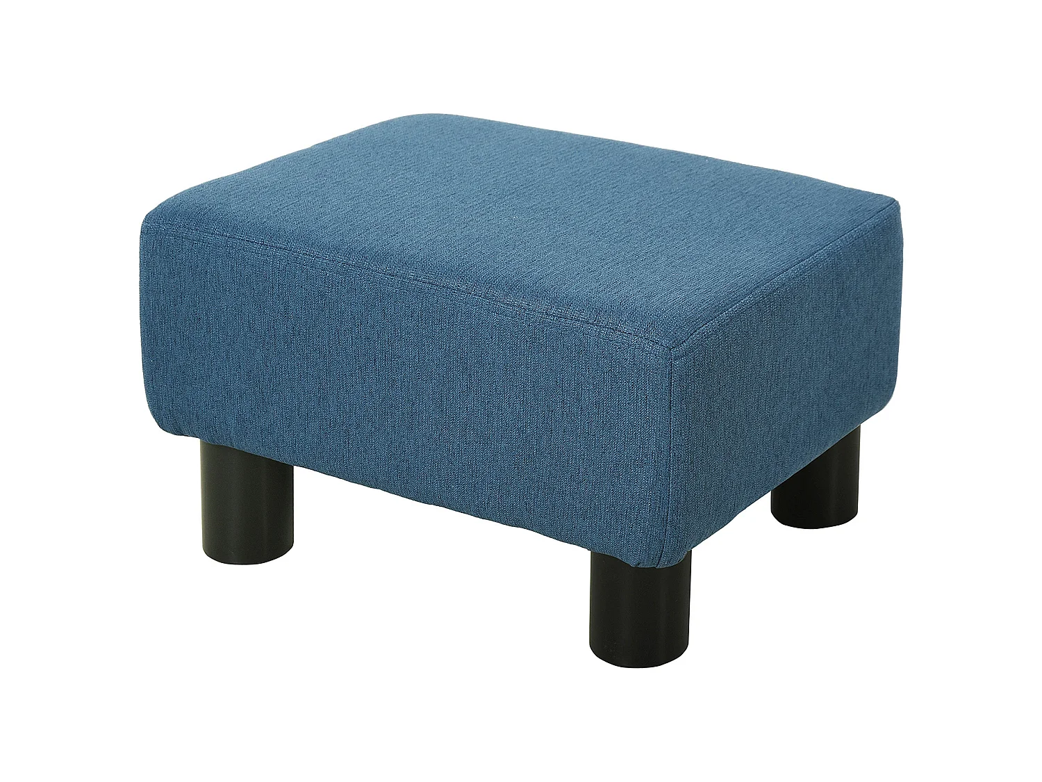 Fatopa Blue Linen Footstool Cube Compact Upholstered Ottoman with 4 Plastic Feet