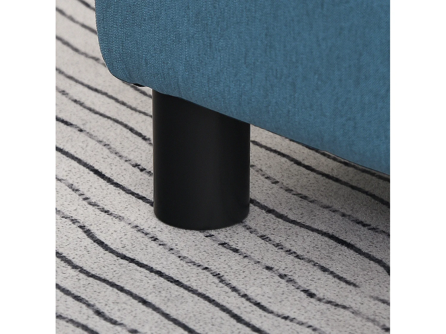 Fatopa Blue Linen Footstool Cube Compact Upholstered Ottoman with 4 Plastic Feet