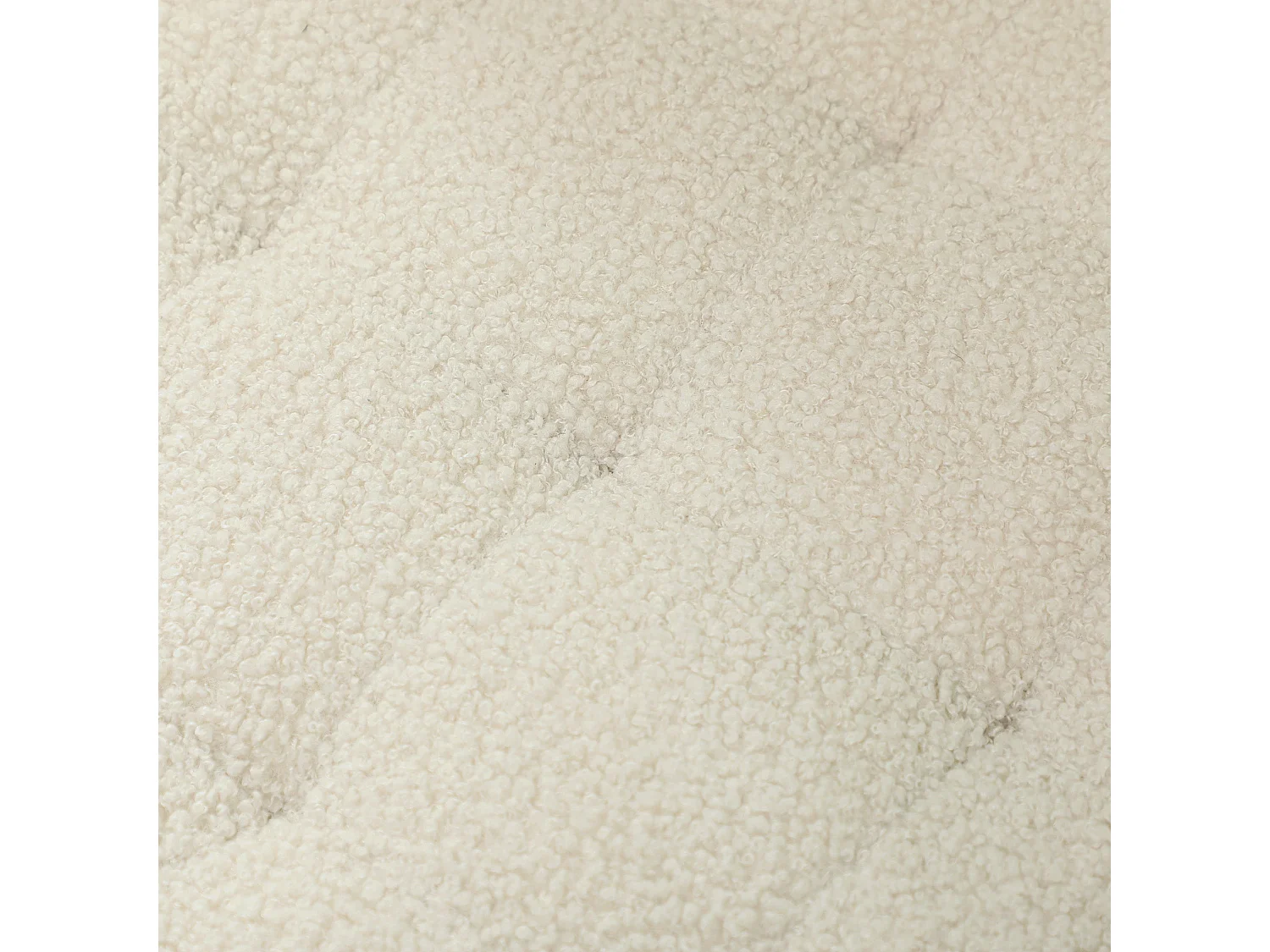 Fimi Cream White Teddy Fleece Storage Ottoman Diamond Tufted Lid Wooden Legs