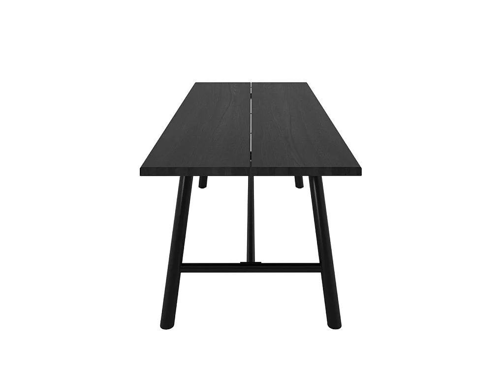 Louie Black Grain Wood Effect Dining Table 200cm Rectangular Matt Black Metal Base