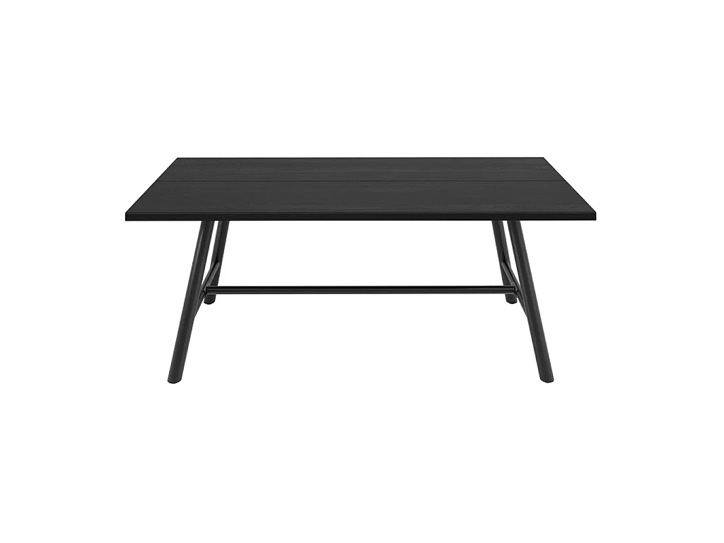 Louie Black Grain Wood Effect Dining Table 200cm Rectangular Matt Black Metal Base